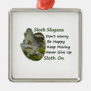 Ornement Carré Argenté Sloth Slogans - Sloth On