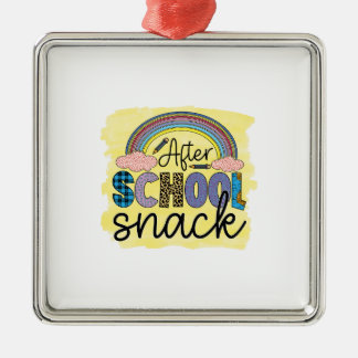 Ornement Carré Argenté Snack de l'enseignant après l'école