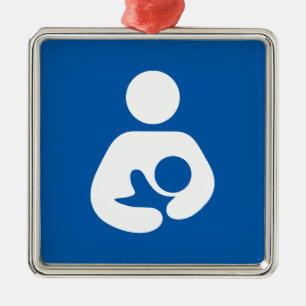 Ornement Carré Argenté Soins/allaiter le symbole