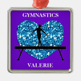 Ornement Carré Argenté Solde de gymnastique poutre violet Turquoise