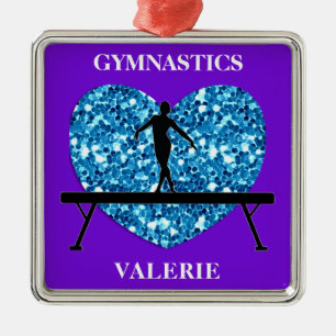Ornement Carré Argenté Solde de gymnastique poutre violet Turquoise