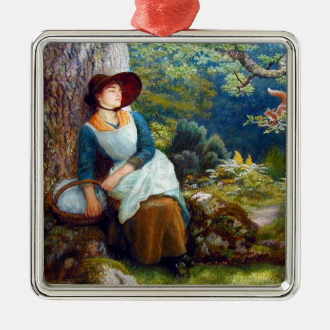 Ornement Carré Argenté Sommeil dans les bois (par Arthur Hughes) (Devant)