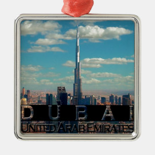 Ornement Carré Argenté Souvenir de Dubaï EAU