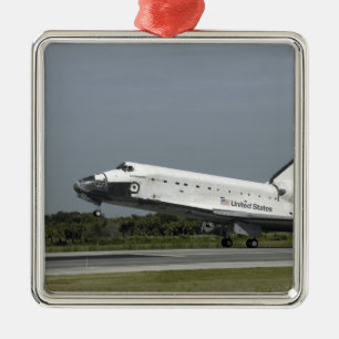 Ornement Carré Argenté Space Shuttle Endeavour touche down