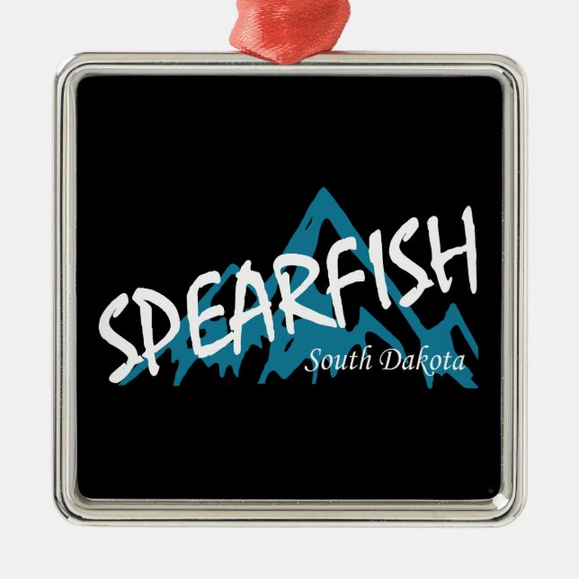 Ornement Carré Argenté Spearfish South Dakota Mountain (Devant)