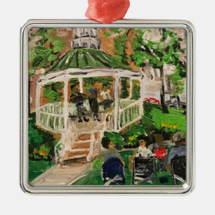 Ornement Carré Argenté "Spring at Wes Point Park" par Willowcatdesigns