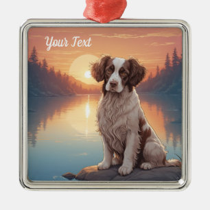 Ornement Carré Argenté Springer Spaniel par Lac