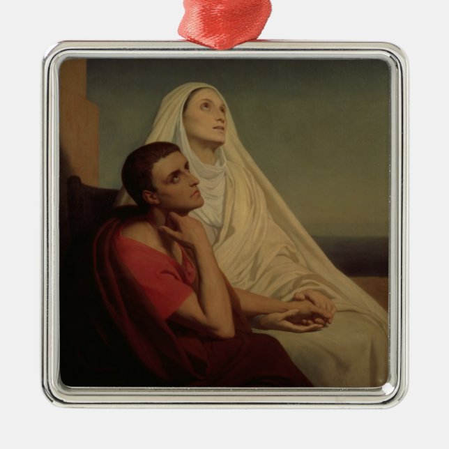 Ornement Carré Argenté St Augustine et son St Monica, 1855 de mère (Devant)