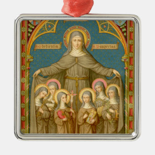 Ornement Carré Argenté St. Clare of Assisi & Nuns (SAU 27)
