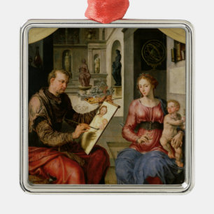 Ornement Carré Argenté St Luke peignant la Vierge, c.1545