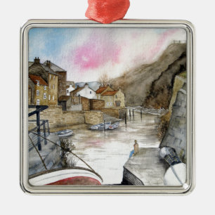 Ornement Carré Argenté Staithes, North Yorkshire, England Watercolour
