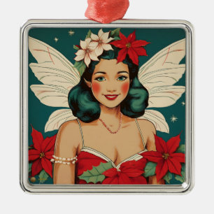 Ornement Carré Argenté Starlet Retro les années 50 Tropical Christmas Pin