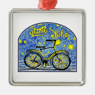 Ornement Carré Argenté Starry Bike