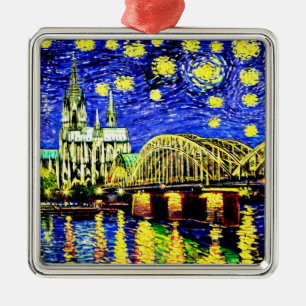 Ornement Carré Argenté Starry Night Cologne Allemagne Cathédrale