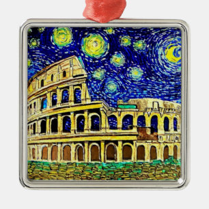 Ornement Carré Argenté Starry Night Rome Italie
