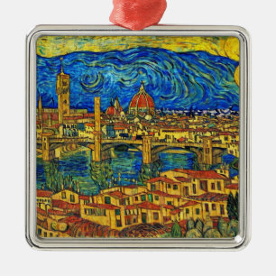Ornement Carré Argenté Starry Starry Night Florence Italie