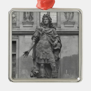 Ornement Carré Argenté Statue de Louis XIV