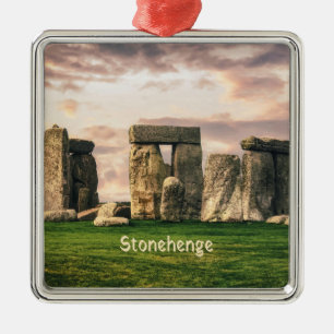 Ornement Carré Argenté Stonehenge Angleterre Royaume-Uni