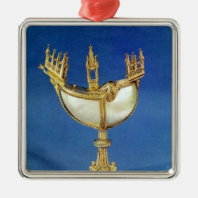 Ornement Carré Argenté Support d'encens sous forme de bateau (Devant)