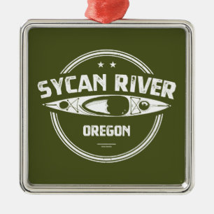 Ornement Carré Argenté Sycan River Oregon Kayak