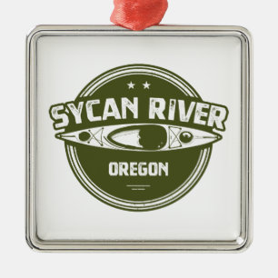 Ornement Carré Argenté Sycan River Oregon Kayak