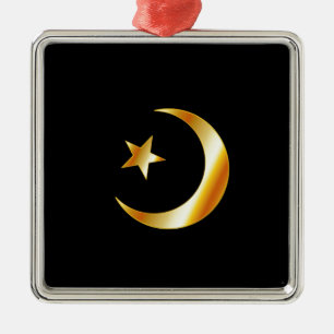Ornement Carré Argenté Symbole de religion de l'Islam
