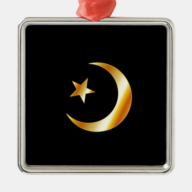 Ornement Carré Argenté Symbole de religion de l'Islam (Devant)