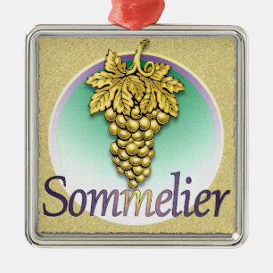 Ornement Carré Argenté Symbole sommelier