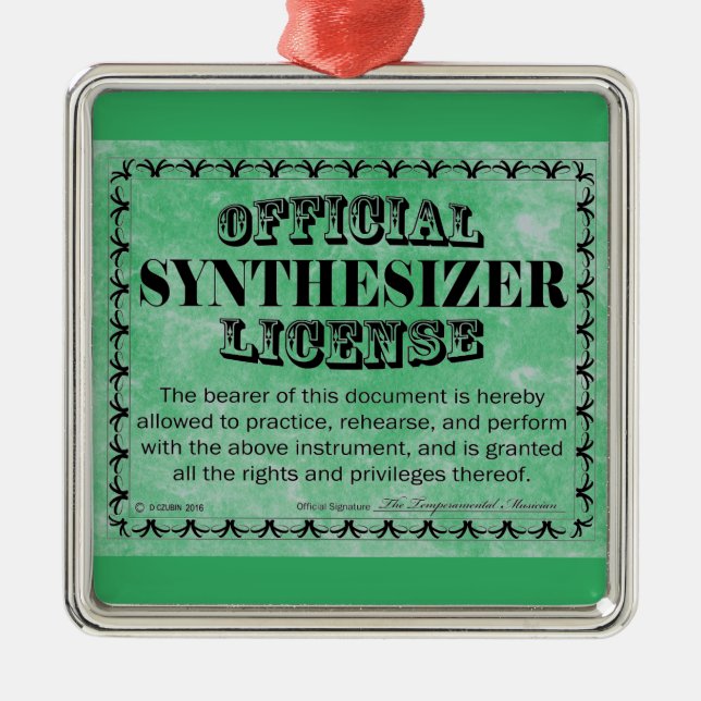 Ornement Carré Argenté Synthétiseur Licence Ornament métallique (Devant)