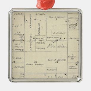 Ornement Carré Argenté T22S R24E Carte de la section du comté de Tulare