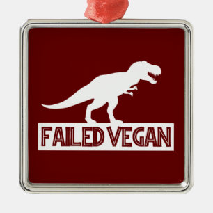 Ornement Carré Argenté T-Rex Vegan ayant échoué