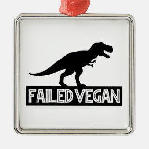 Ornement Carré Argenté T-Rex Vegan ayant échoué