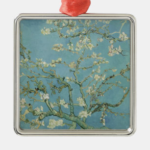 Ornement Carré Argenté Tableau des fleurs d'amandes de Van Gogh