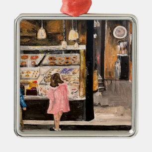 Ornement Carré Argenté Tableau "Kolache à Noël" de Therese Kramer