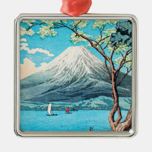 Ornement Carré Argenté Takahashi - Mont Fuji du lac Yamanaka