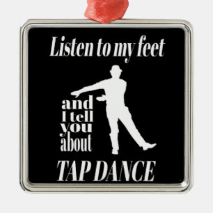 Ornement Carré Argenté Tap Dance - Écouter Mes Pieds Tap Dance