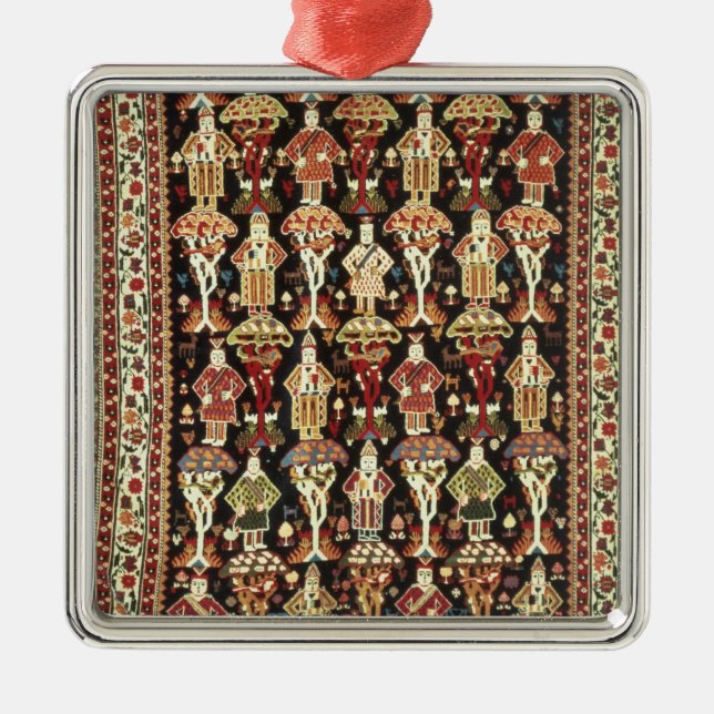 Ornement Carré Argenté Tapis de Perse, 19ème-20ème siècle (Devant)