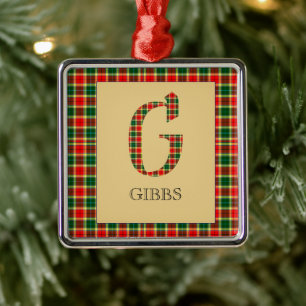 Ornement Carré Argenté Tartan de Gibbs Monogramme G