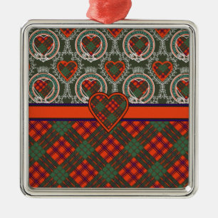 Ornement Carré Argenté Tartan d'écossais de Ross