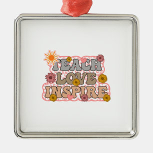 Ornement Carré Argenté Teach Love Inspire