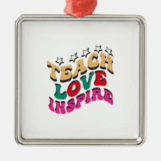 Ornement Carré Argenté Teach Love Inspire