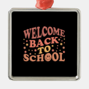 Ornement Carré Argenté Teacher Welcome Back To School