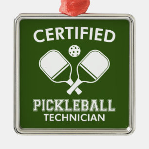 Ornement Carré Argenté Technicien certifié en Pickleball