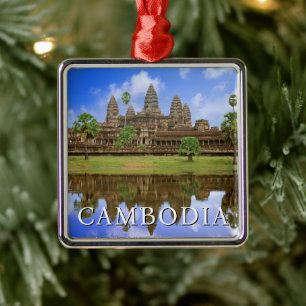 Ornement Carré Argenté Temple d'Angkor Wat   Kampuchea, Cambodge