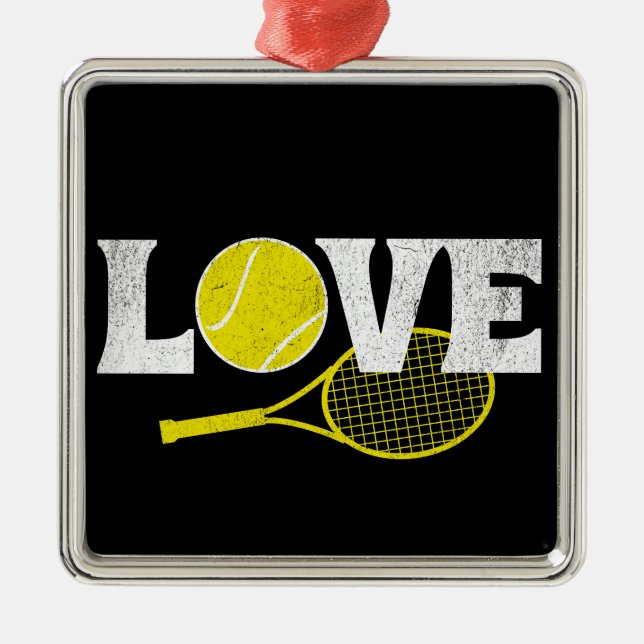 Ornement Carré Argenté Tennis Love (Devant)