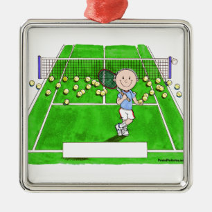 Ornement Carré Argenté Tennis Male