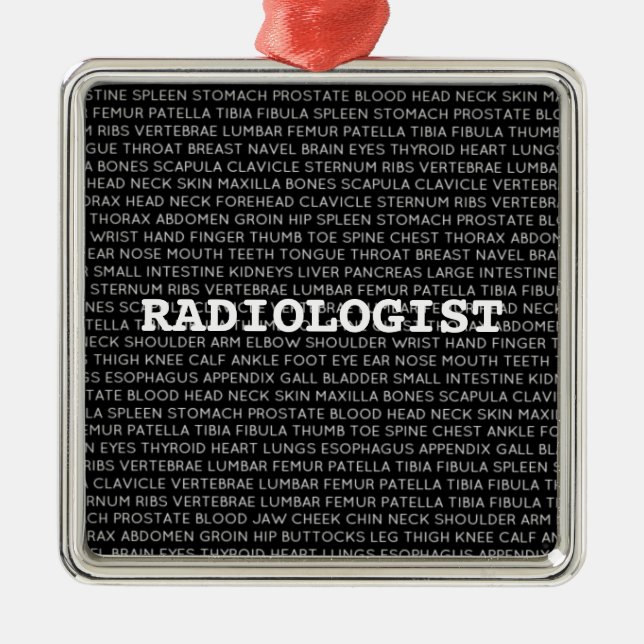 Ornement Carré Argenté Terminologie Médicale radiologiste Noël (Devant)