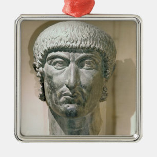 Ornement Carré Argenté Tête colossale d'empereur Constantine I