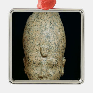 Ornement Carré Argenté Tête de Hatshepsut