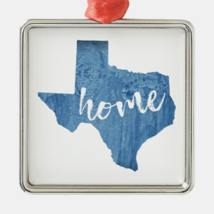 Ornement Carré Argenté Texas Home Wood Grain